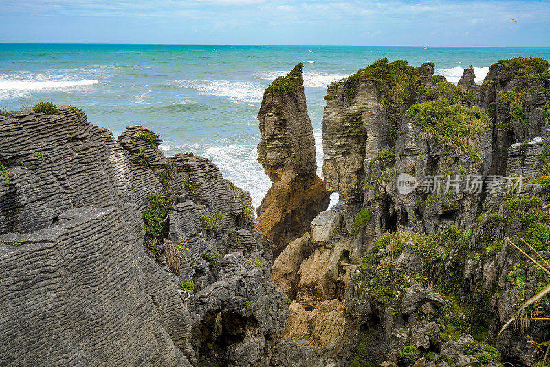 Punakaiki Pancake Rocks and Blowholes Walk, Paparoa国家公园，新西兰